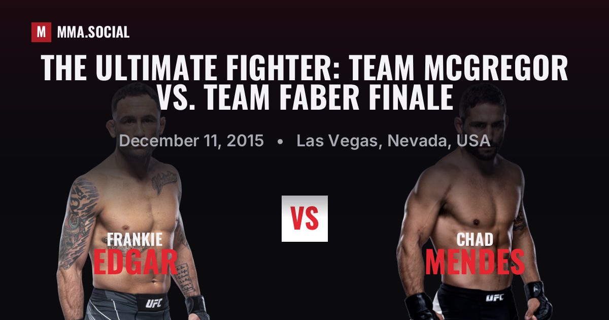 The Ultimate Fighter: Team McGregor vs. Team Faber Finale results, Dec 11, 2015