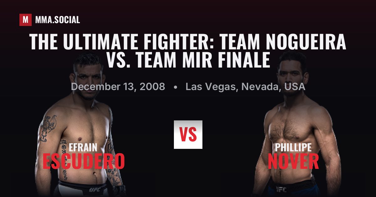 The Ultimate Fighter: Team Nogueira vs. Team Mir Finale — fight card — MMA.SOCIAL