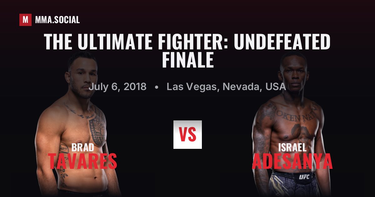 The Ultimate Fighter: Undefeated Finale — fight card — MMA.SOCIAL