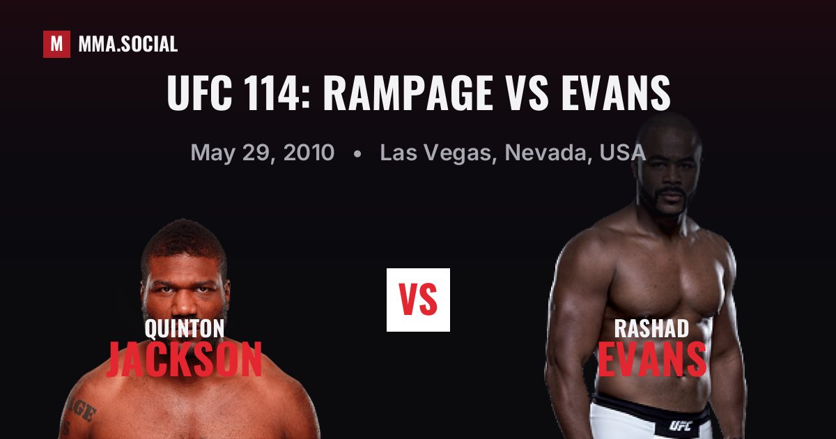 UFC 114: Rampage vs Evans results, May 29, 2010