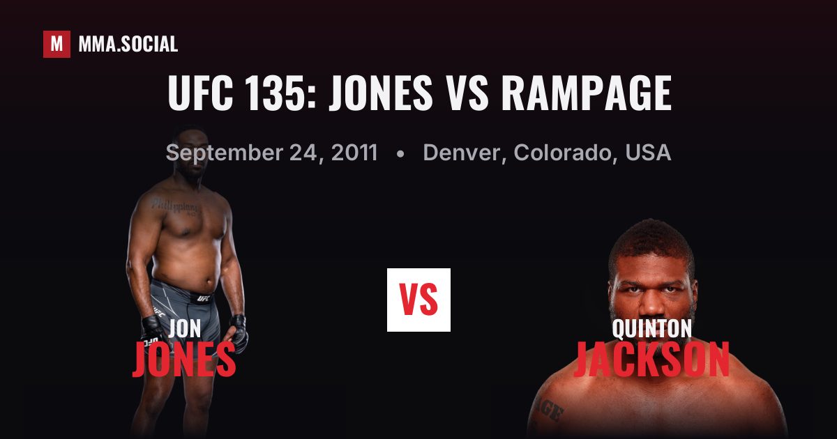 UFC 135: Jones vs Rampage — fight card — MMA.SOCIAL