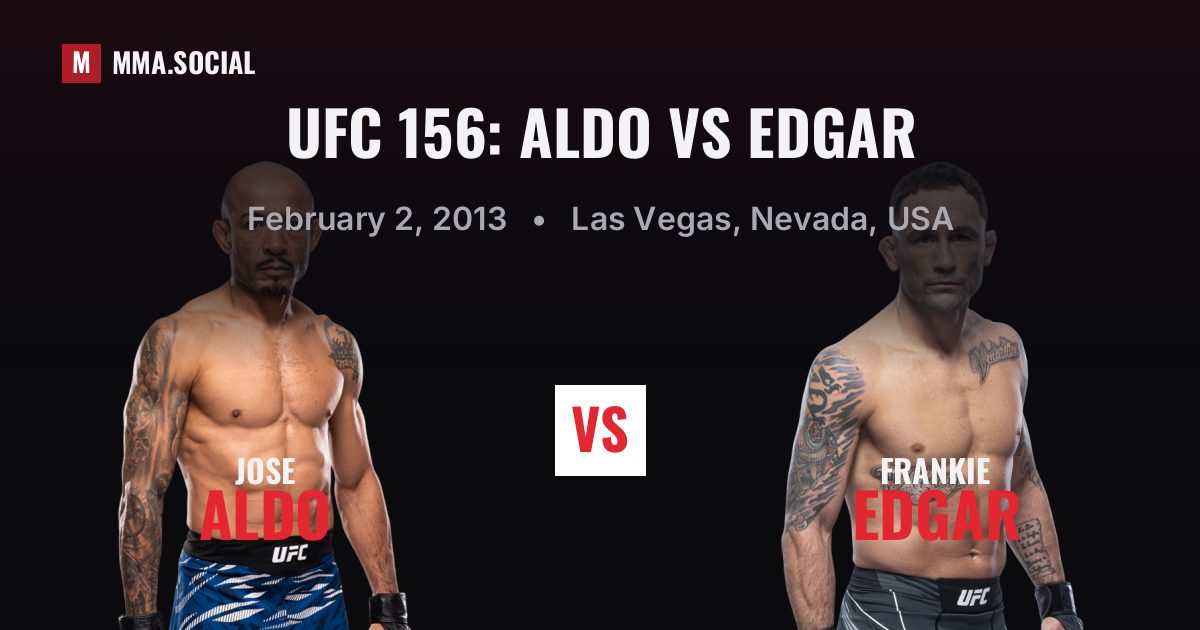 UFC 156: Aldo vs Edgar results: Jose Aldo def. Frankie Edgar by Decision - Unanimous (R5), Feb 2, 2013