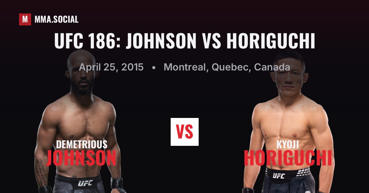UFC 186: Johnson vs Horiguchi results: Demetrious Johnson def. Kyoji Horiguchi by Submission (R5), Apr 25, 2015