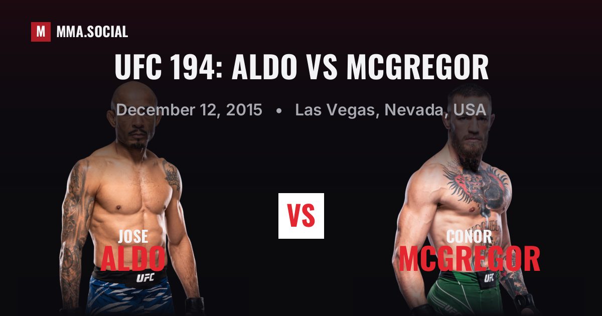 UFC 194: Aldo vs McGregor — fight card — MMA.SOCIAL