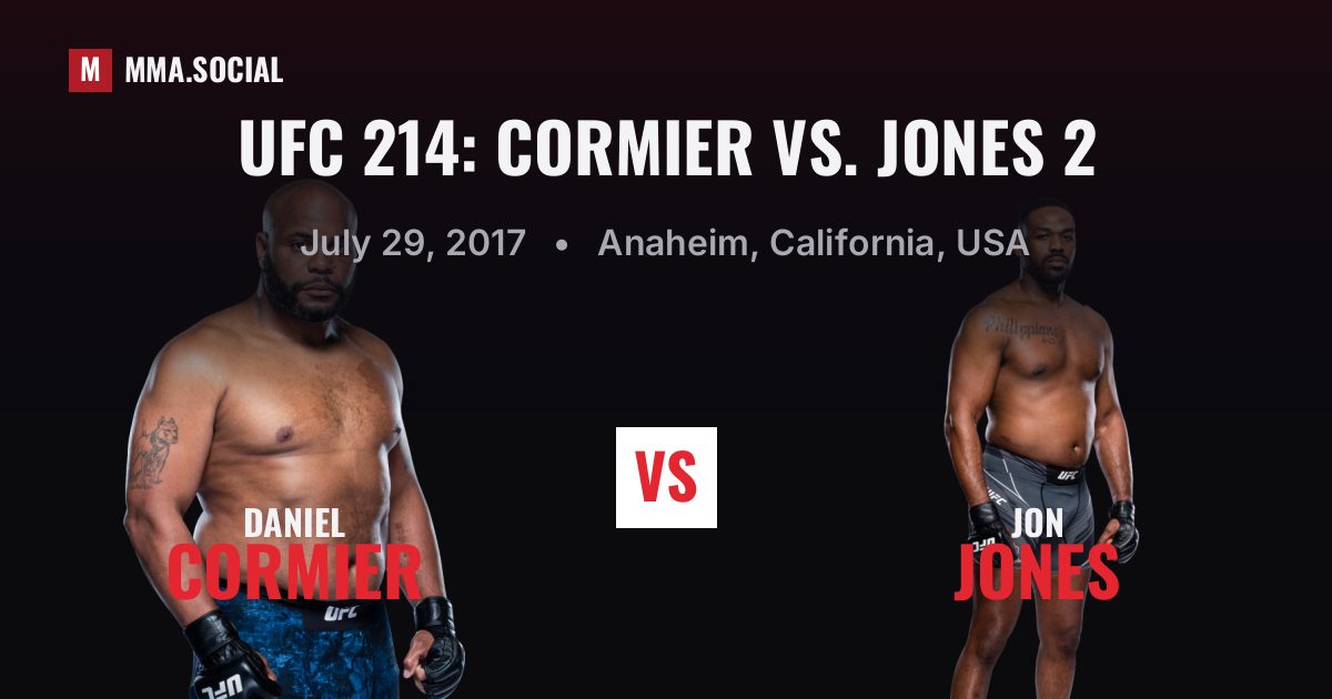 UFC 214: Cormier vs. Jones 2 results: Daniel Cormier vs Jon Jones ended in a No Contest, Jul 29, 2017