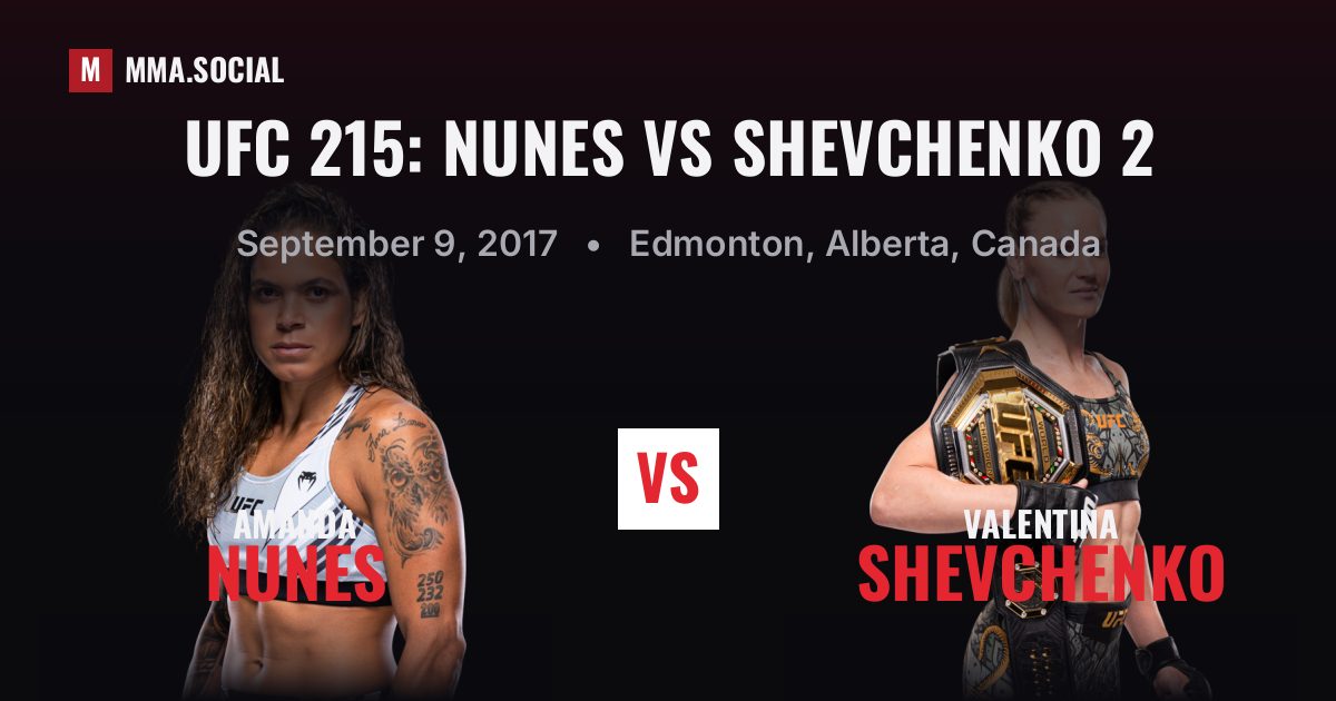 UFC 215: Nunes vs Shevchenko 2 — fight card — MMA.SOCIAL