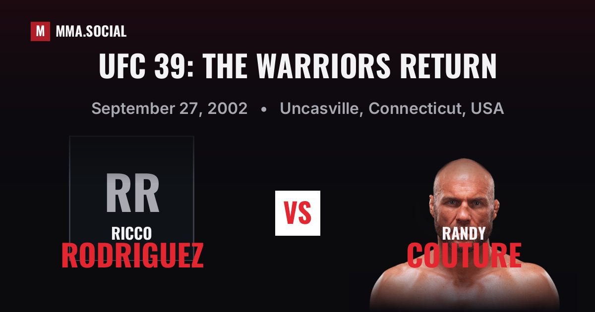 UFC 39: The Warriors Return — fight card — MMA.SOCIAL