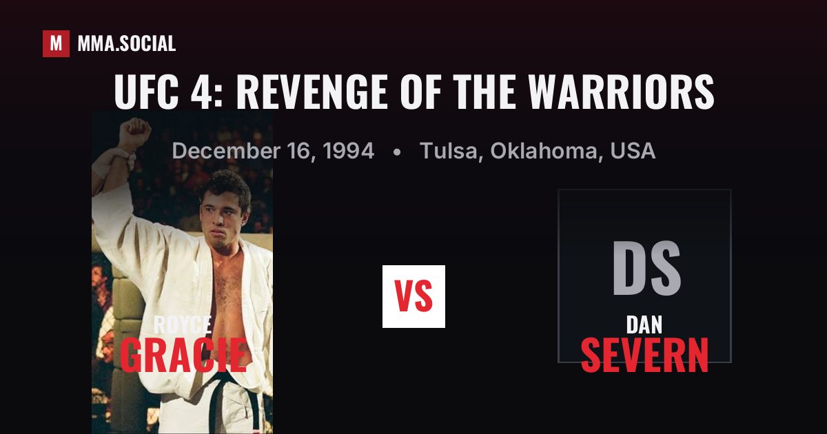 UFC 4: Revenge of the Warriors results, Dec 16, 1994