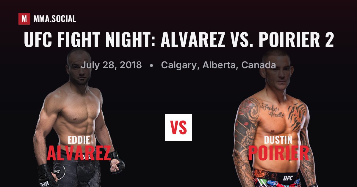 UFC Fight Night: Alvarez vs. Poirier 2 results: Dustin Poirier def. Eddie Alvarez by KO/TKO (R2), Jul 28, 2018