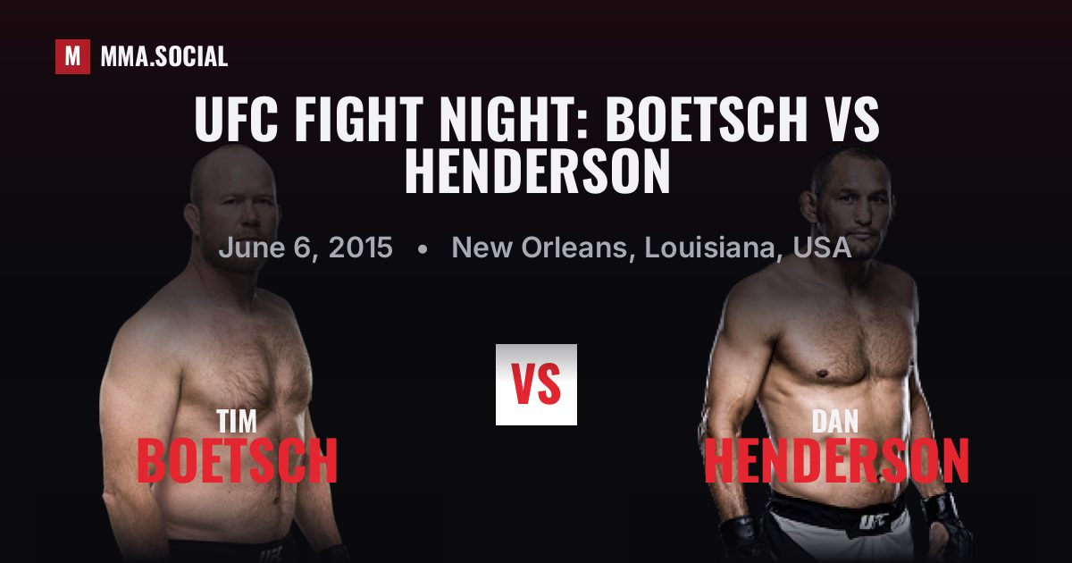 UFC Fight Night: Boetsch vs Henderson results: Dan Henderson def. Tim Boetsch by KO/TKO (R1), Jun 6, 2015