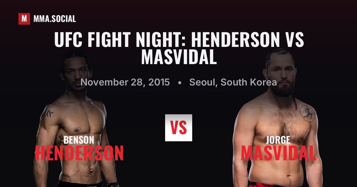 UFC Fight Night: Henderson vs Masvidal results: Benson Henderson def. Jorge Masvidal by Decision - Split (R5), Nov 28, 2015