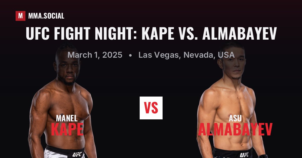 UFC Fight Night: Kape vs. Almabayev — fight card — MMA.SOCIAL