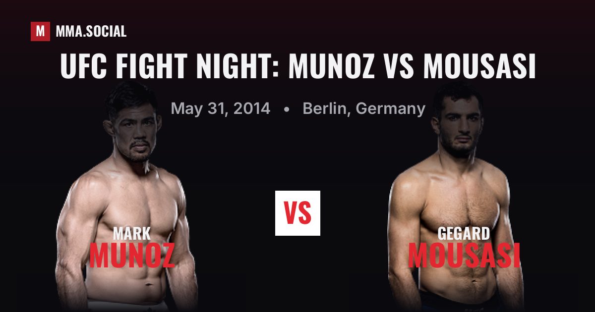 UFC Fight Night: Munoz vs Mousasi — fight card — MMA.SOCIAL