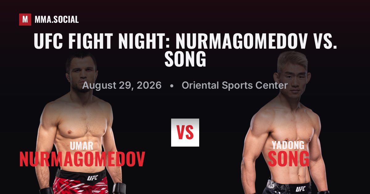 UFC Fight Night: Nurmagomedov vs. Song results: Song Yadong def. Umar Nurmagomedov by KO/TKO (Punch) (R2), Aug 29, 2026
