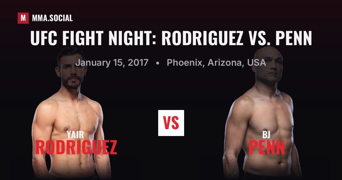 UFC Fight Night: Rodriguez vs. Penn — fight card — MMA.SOCIAL