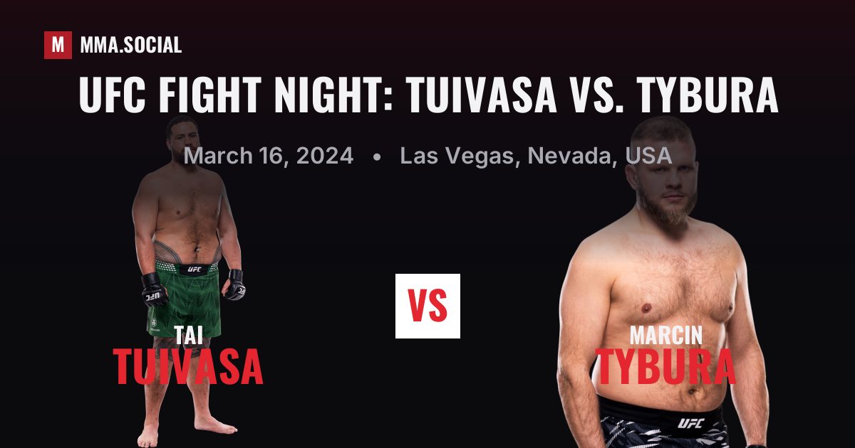 UFC Fight Night: Tuivasa vs. Tybura results: Marcin Tybura def. Tai Tuivasa by Submission (R1), Mar 16, 2024
