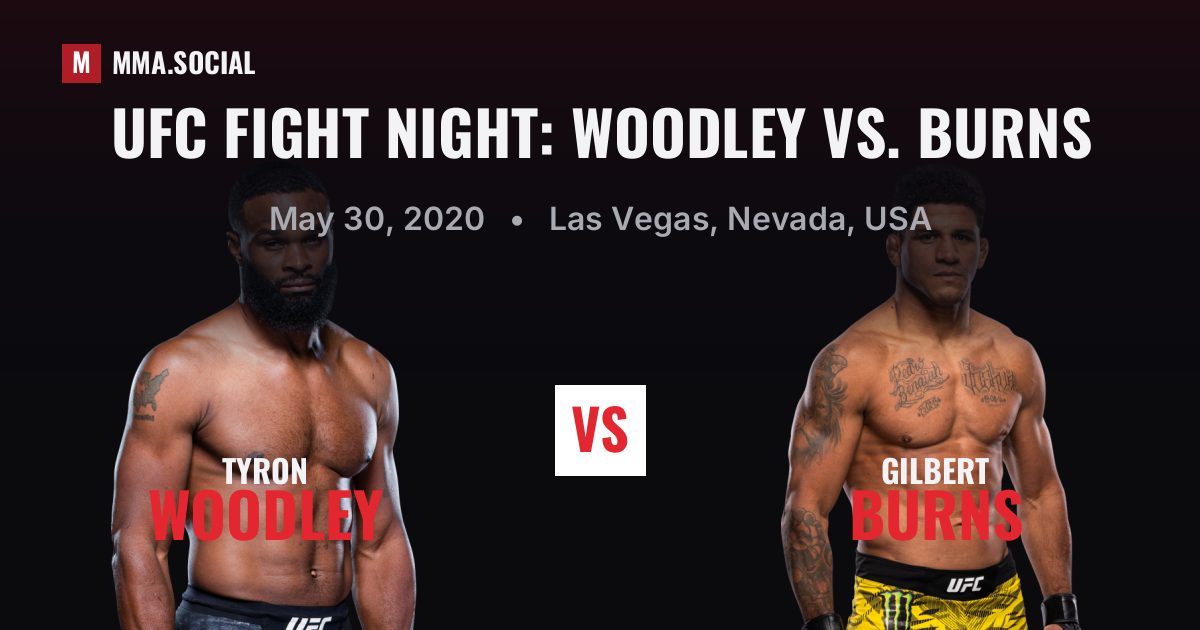 UFC Fight Night: Woodley vs. Burns results: Gilbert Burns def. Tyron Woodley by Decision - Unanimous (R5), May 30, 2020