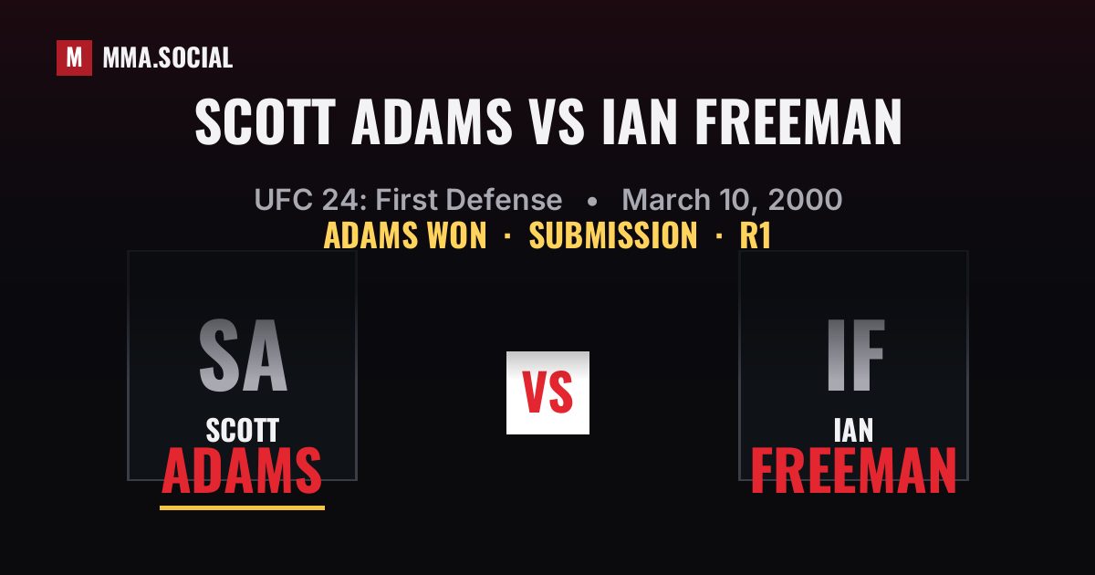 Scott Adams vs Ian Freeman result: Scott Adams won by Submission, UFC 24: First Defense