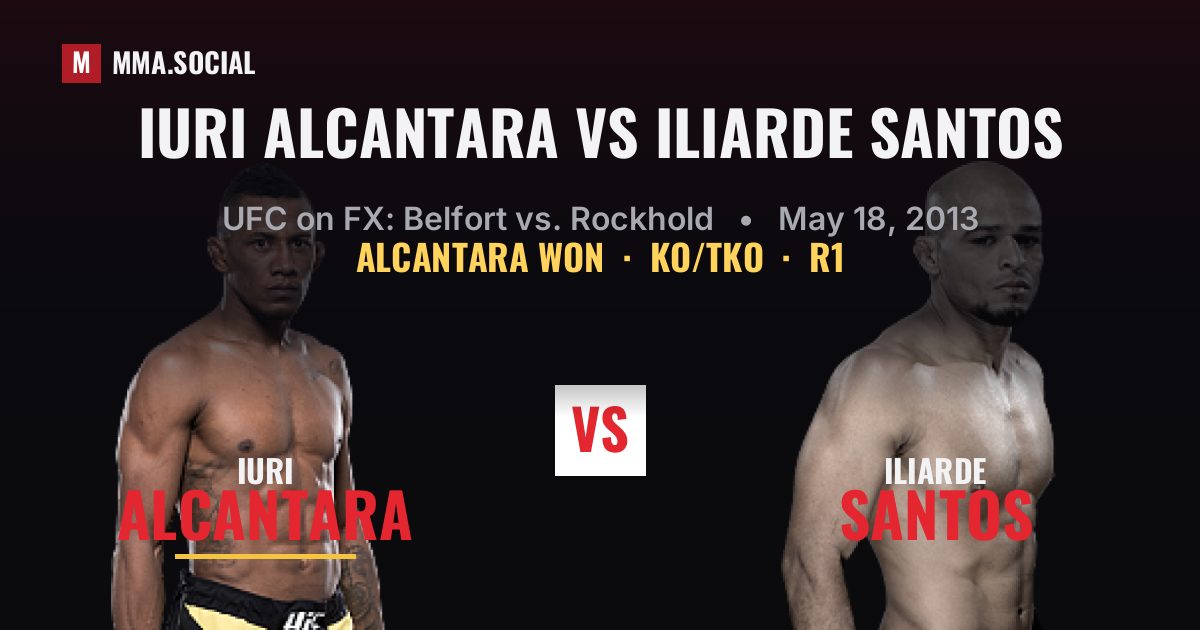 Iuri Alcantara vs Iliarde Santos result: Iuri Alcantara won by KO/TKO, UFC on FX: Belfort vs. Rockhold