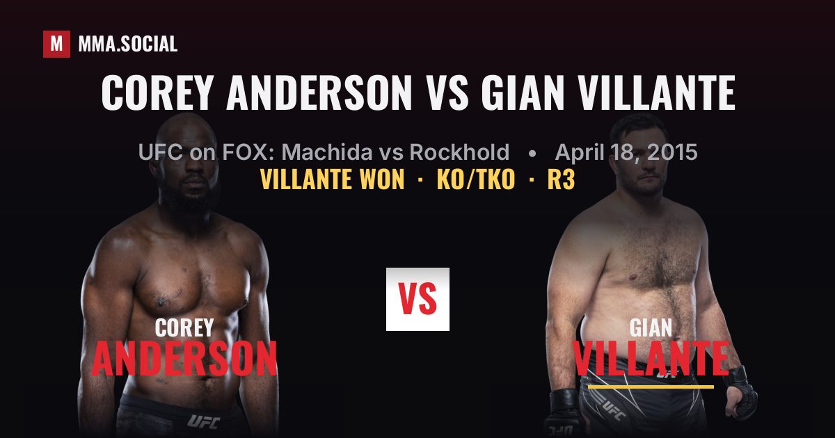 Corey Anderson vs Gian Villante result: Gian Villante won by KO/TKO, UFC on FOX: Machida vs Rockhold