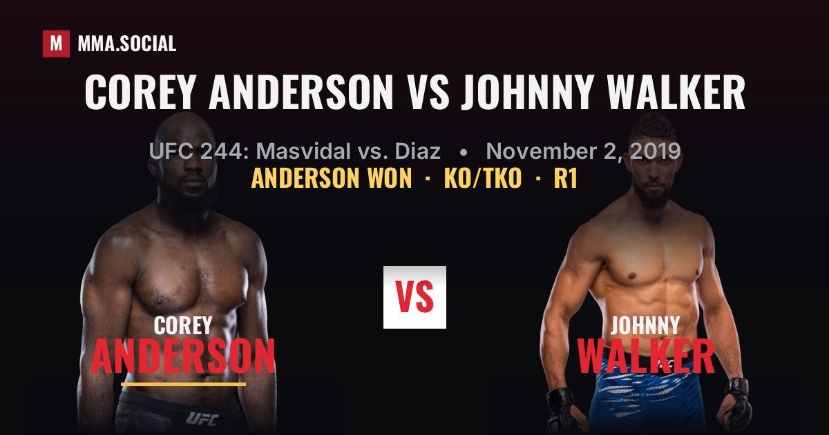 Corey Anderson vs Johnny Walker - UFC 244 Result | MMA.SOCIAL