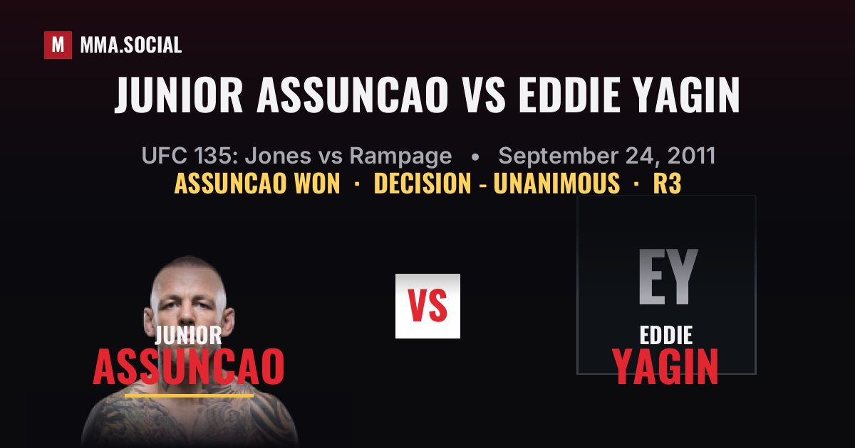 Junior Assuncao vs Eddie Yagin - UFC 135 Scorecard | MMA.SOCIAL