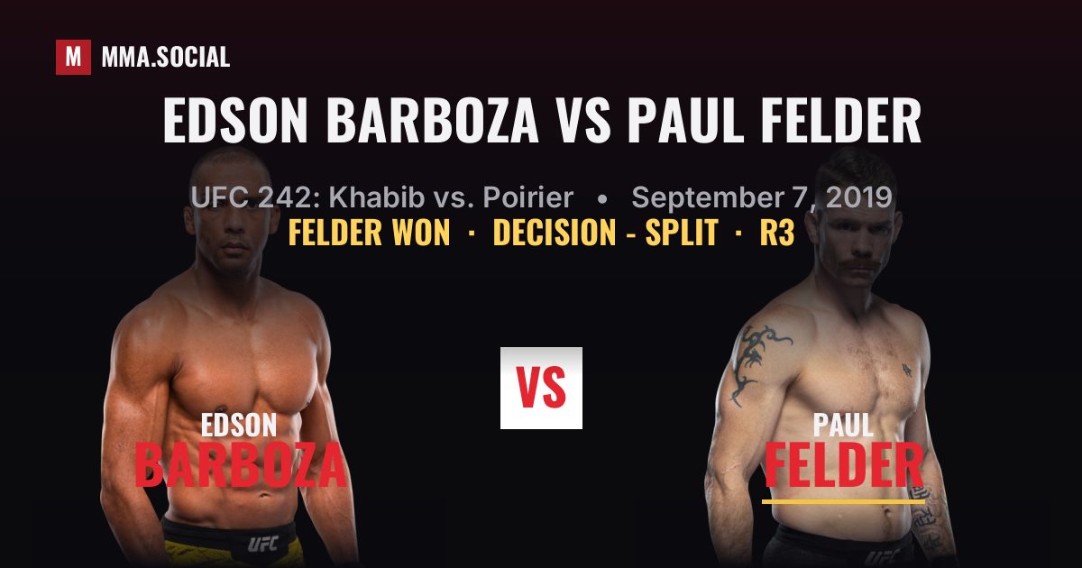 Edson Barboza vs Paul Felder - UFC 242 Scorecard | MMA.SOCIAL