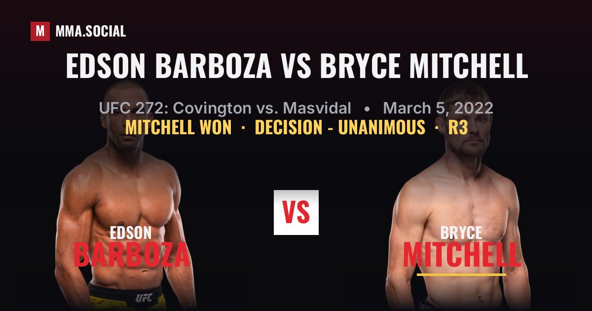 Edson Barboza vs Bryce Mitchell - UFC 272 Scorecard | MMA.SOCIAL