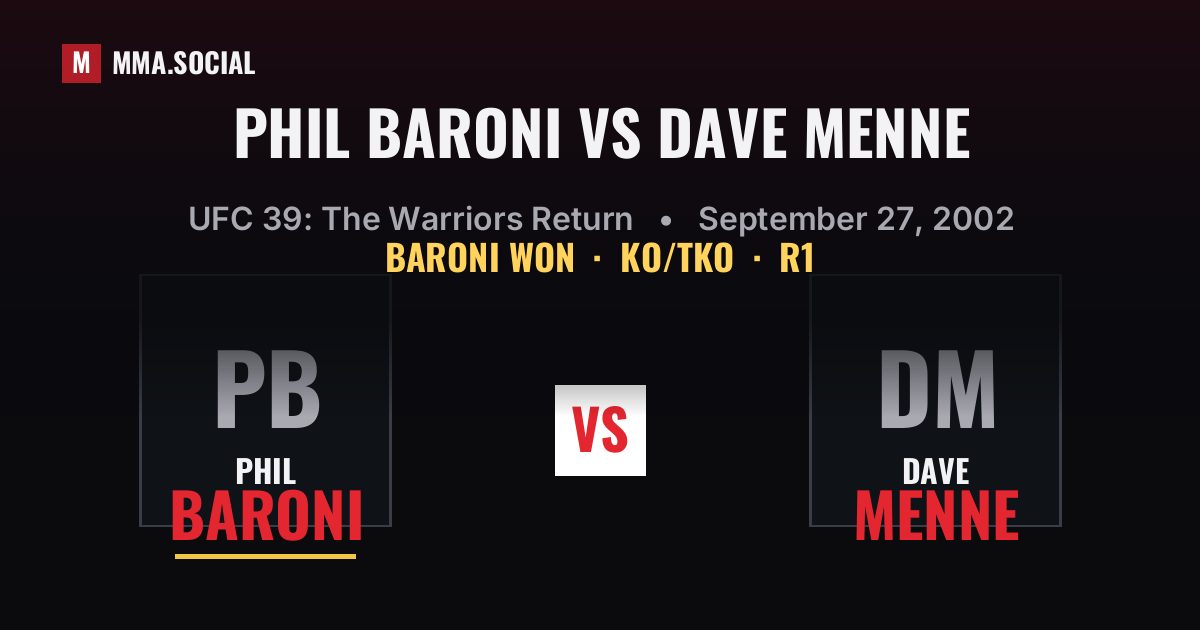 Phil Baroni vs Dave Menne - UFC 39 Result | MMA.SOCIAL