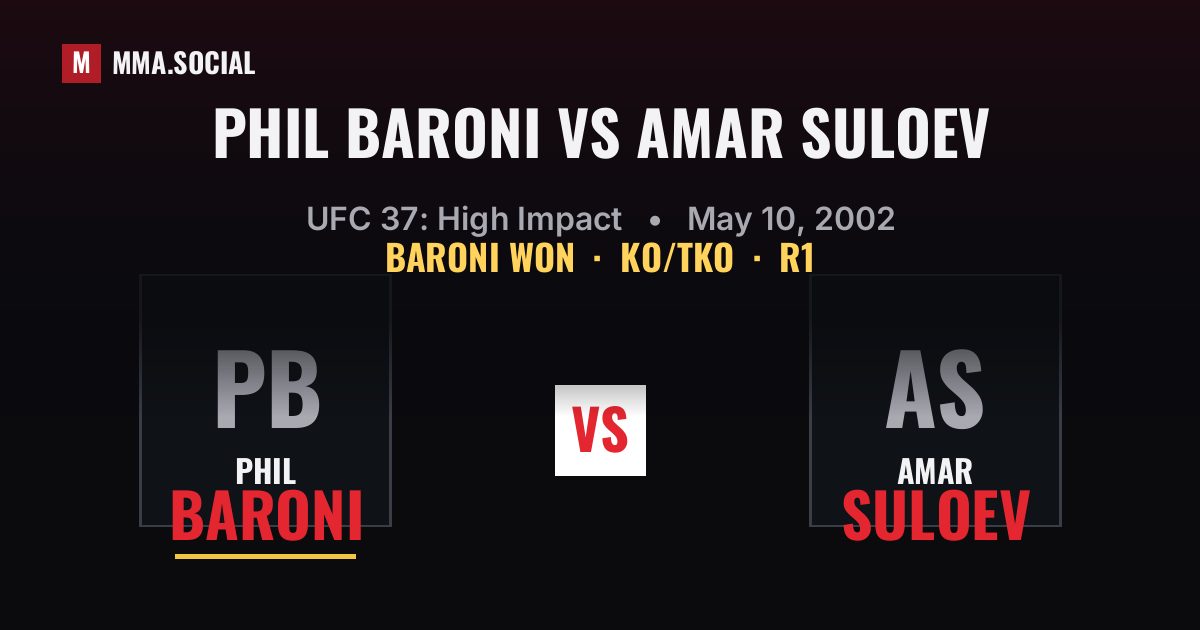 Phil Baroni vs Amar Suloev result: Phil Baroni won by KO/TKO, UFC 37: High Impact
