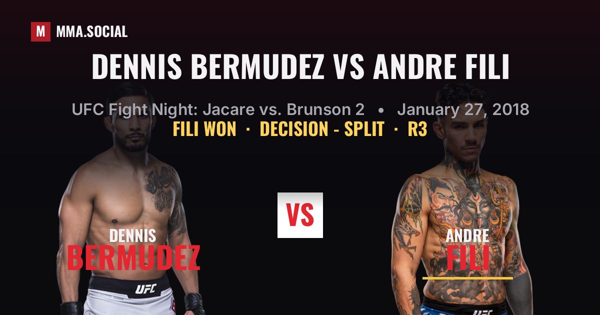 Dennis Bermudez vs Andre Fili result: Andre Fili won by Decision - Split, UFC Fight Night: Jacare vs. Brunson 2