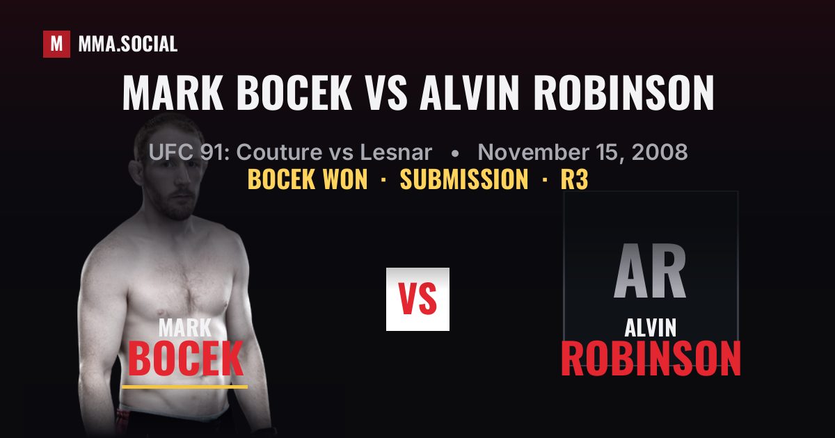Mark Bocek vs Alvin Robinson - UFC 91 Result | MMA.SOCIAL