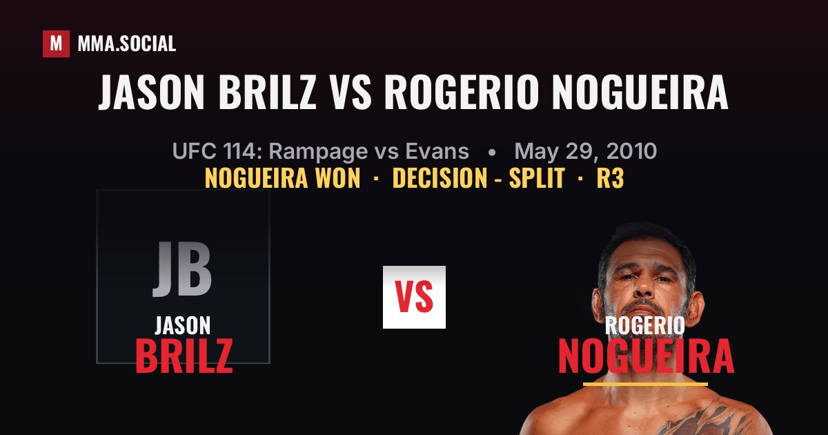 Jason Brilz vs Rogerio Nogueira result: Rogerio Nogueira won by Decision - Split, UFC 114: Rampage vs Evans