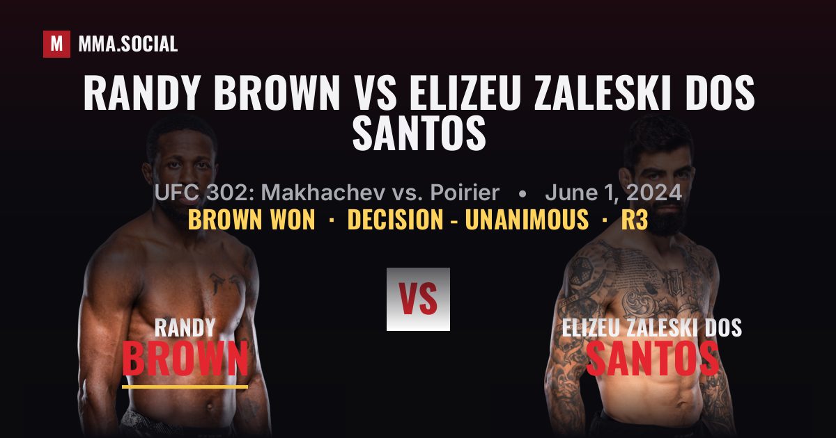 Randy Brown vs Elizeu Zaleski dos Santos - UFC 302 | MMA.SOCIAL