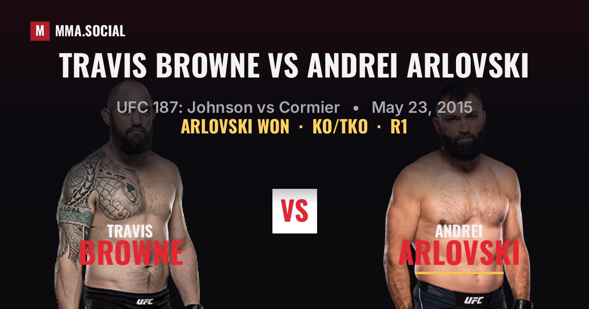 Travis Browne vs Andrei Arlovski result: Andrei Arlovski won by KO/TKO, UFC 187: Johnson vs Cormier