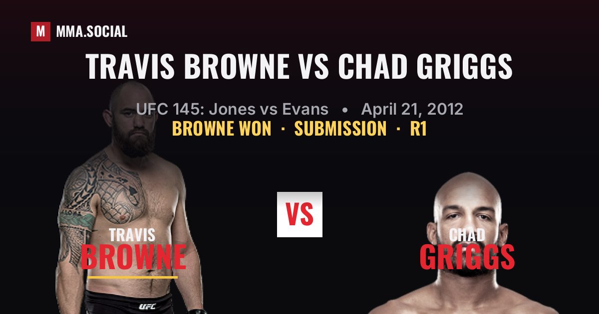 Travis Browne vs Chad Griggs result: Travis Browne won by Submission, UFC 145: Jones vs Evans