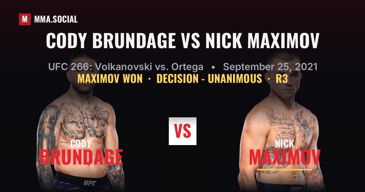 Cody Brundage vs Nick Maximov - UFC 266 Scorecard | MMA.SOCIAL