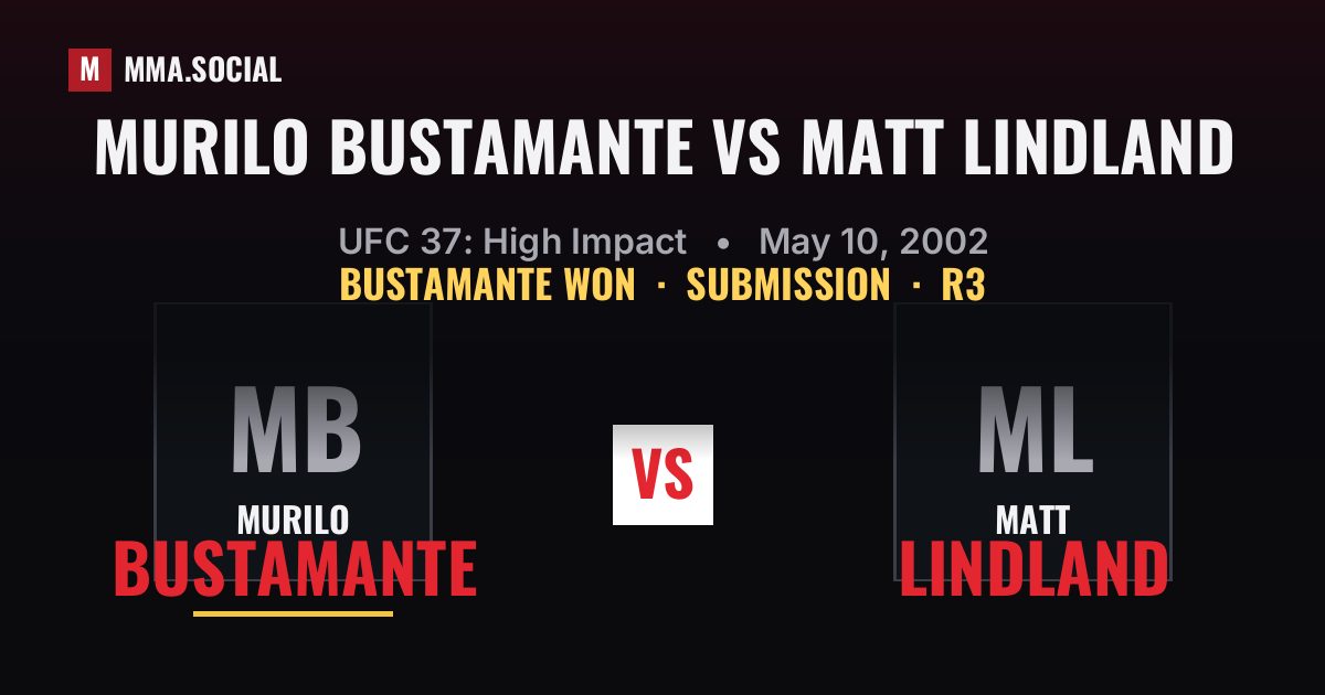 Murilo Bustamante vs Matt Lindland result: Murilo Bustamante won by Submission, UFC 37: High Impact