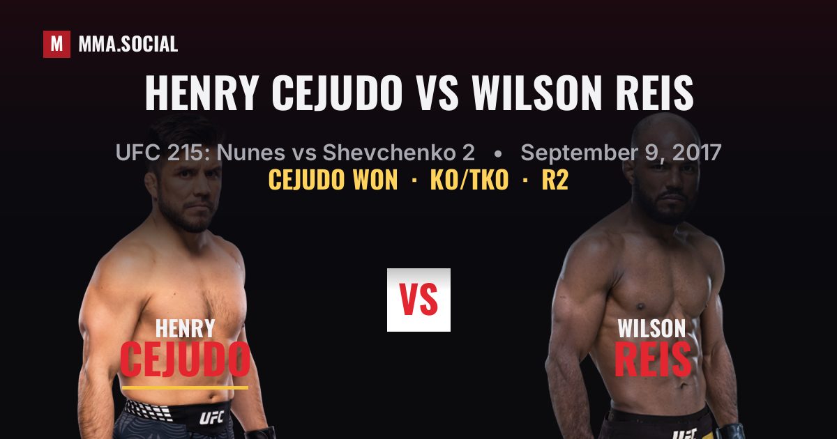 Henry Cejudo vs Wilson Reis result: Henry Cejudo won by KO/TKO, UFC 215: Nunes vs Shevchenko 2