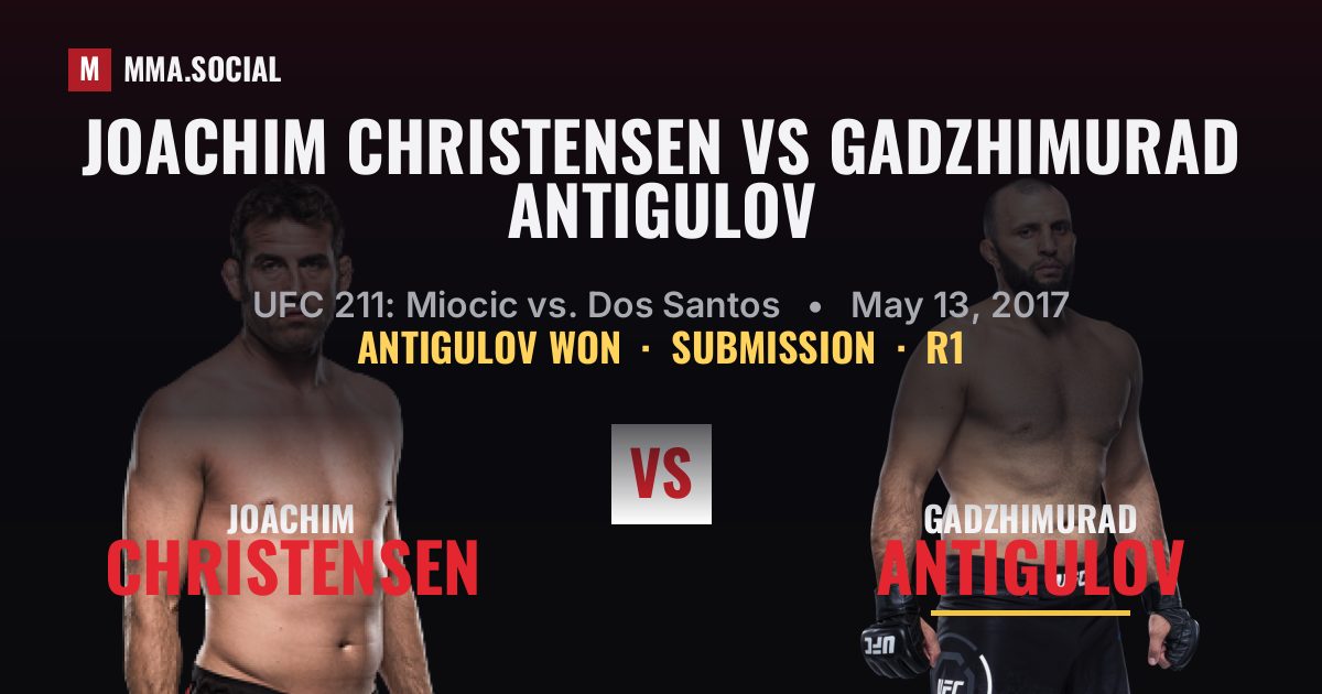 Joachim Christensen vs Gadzhimurad Antigulov result: Gadzhimurad Antigulov won by Submission, UFC 211: Miocic vs. Dos Santos