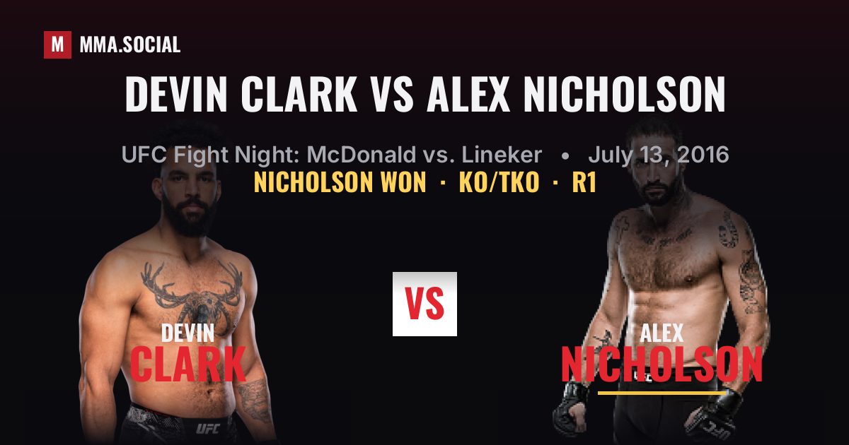 Devin Clark vs Alex Nicholson - UFC Fight Night | MMA.SOCIAL
