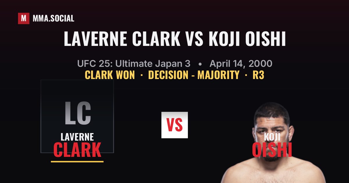 Laverne Clark vs Koji Oishi result: Laverne Clark won by Decision - Majority, UFC 25: Ultimate Japan 3