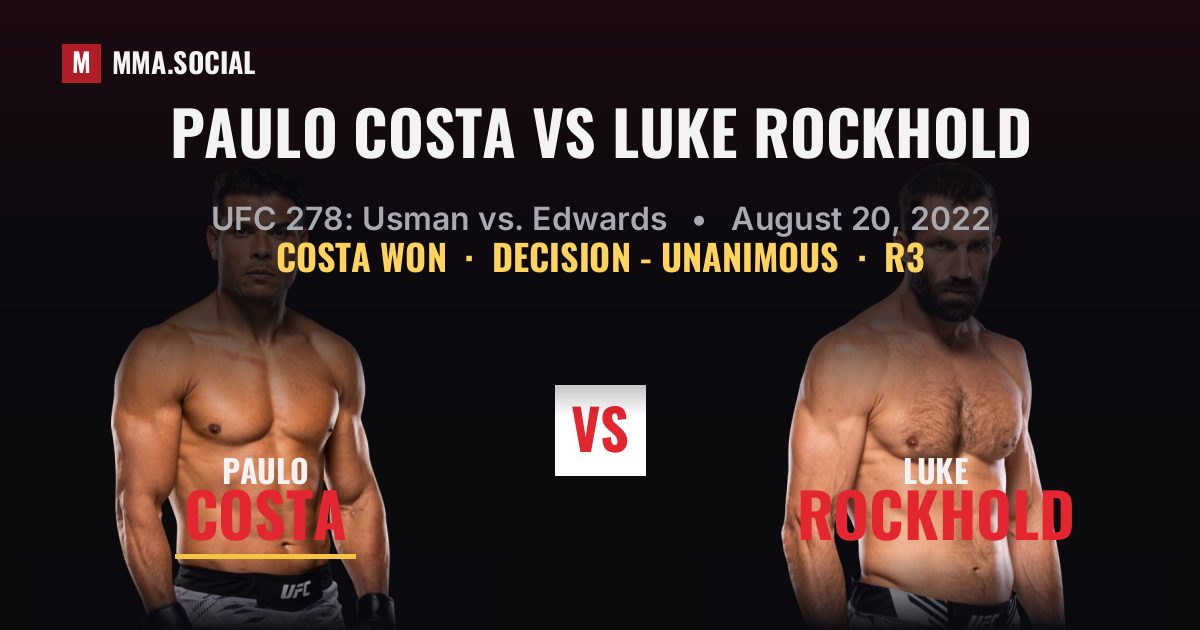 Paulo Costa vs Luke Rockhold - UFC 278 Scorecard | MMA.SOCIAL