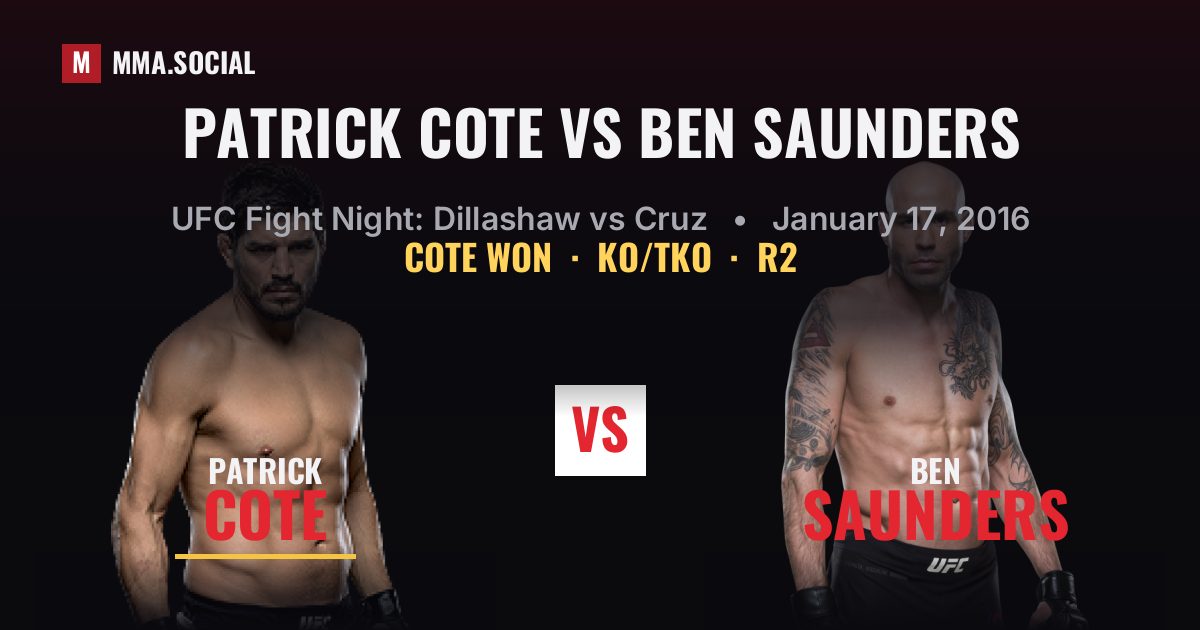 Patrick Cote vs Ben Saunders - UFC Fight Night | MMA.SOCIAL
