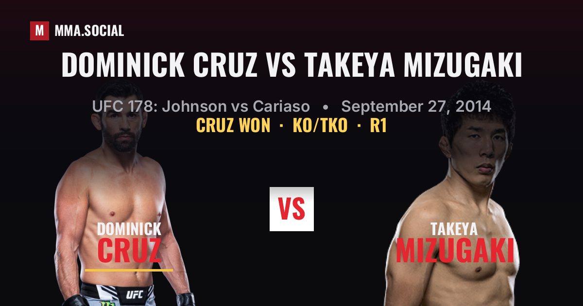 Dominick Cruz vs Takeya Mizugaki result: Dominick Cruz won by KO/TKO, UFC 178: Johnson vs Cariaso