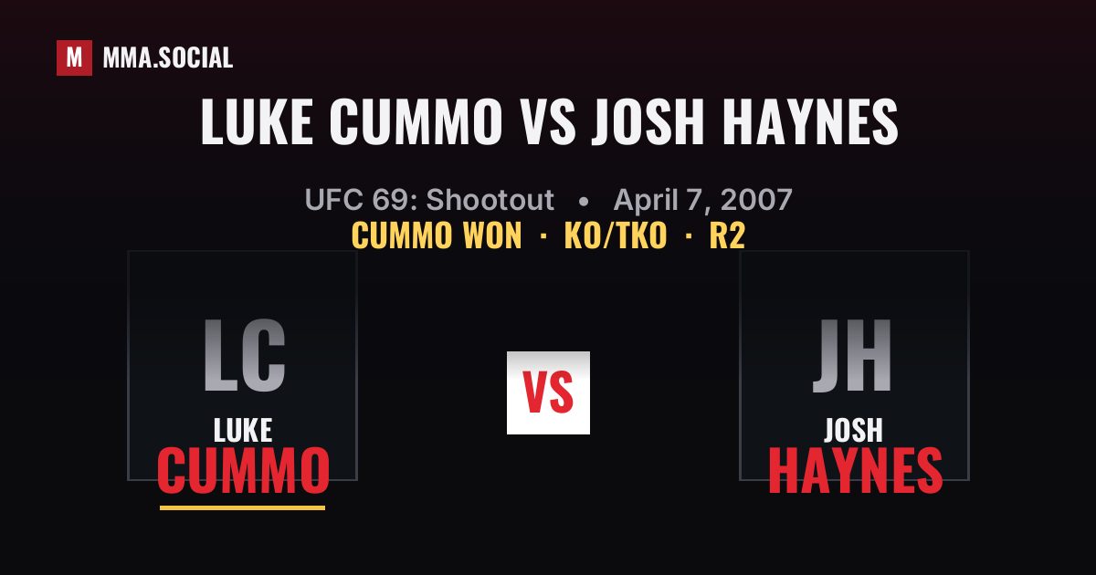 Luke Cummo vs Josh Haynes result: Luke Cummo won by KO/TKO, UFC 69: Shootout