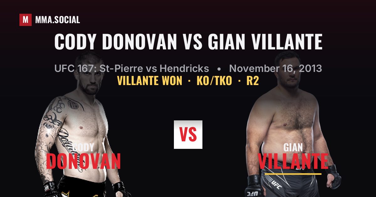 Cody Donovan vs Gian Villante result: Gian Villante won by KO/TKO, UFC 167: St-Pierre vs Hendricks