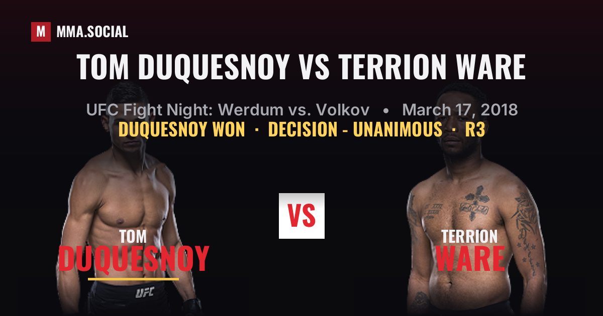 Tom Duquesnoy vs Terrion Ware - UFC Fight Night | MMA.SOCIAL