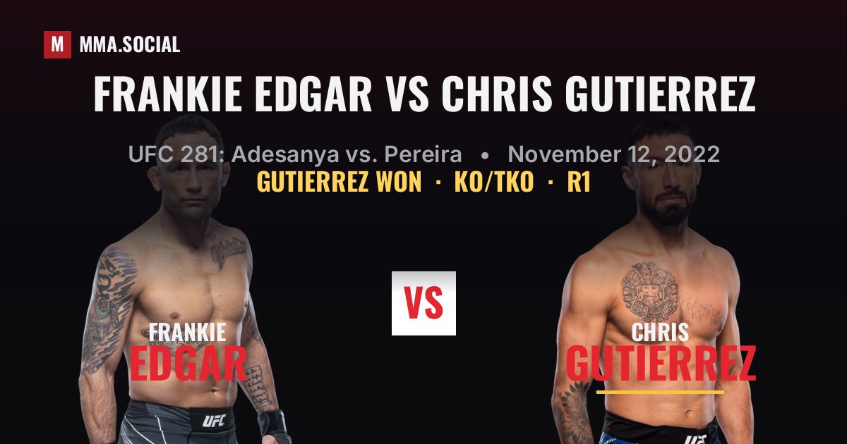 Frankie Edgar vs Chris Gutierrez result: Chris Gutierrez won by KO/TKO, UFC 281: Adesanya vs. Pereira