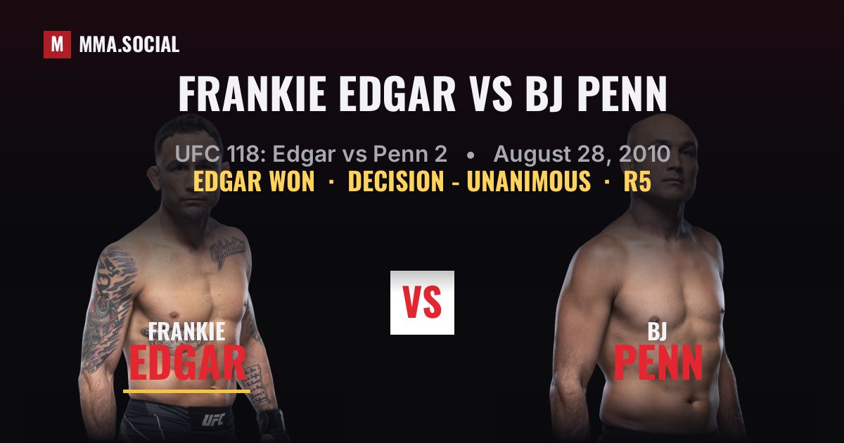 Frankie Edgar vs BJ Penn - UFC 118: Edgar vs Penn 2 | MMA.SOCIAL